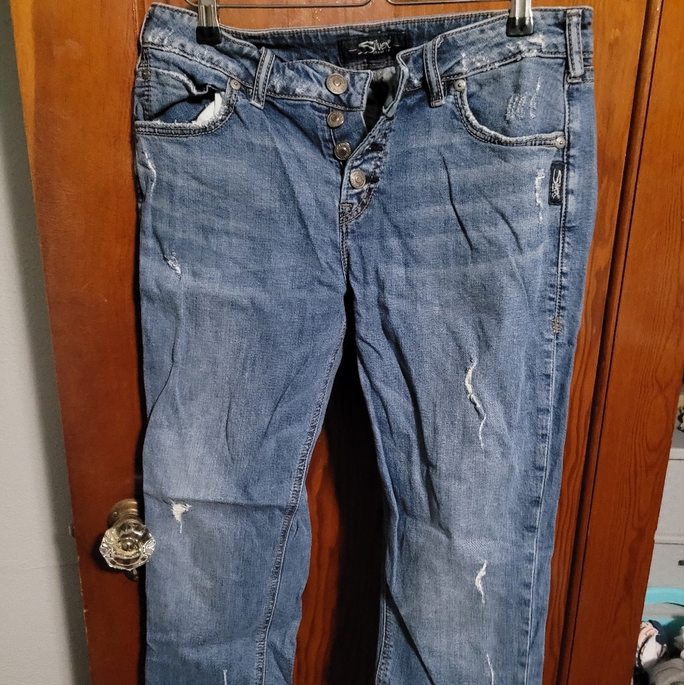 Silver Crop Jeans